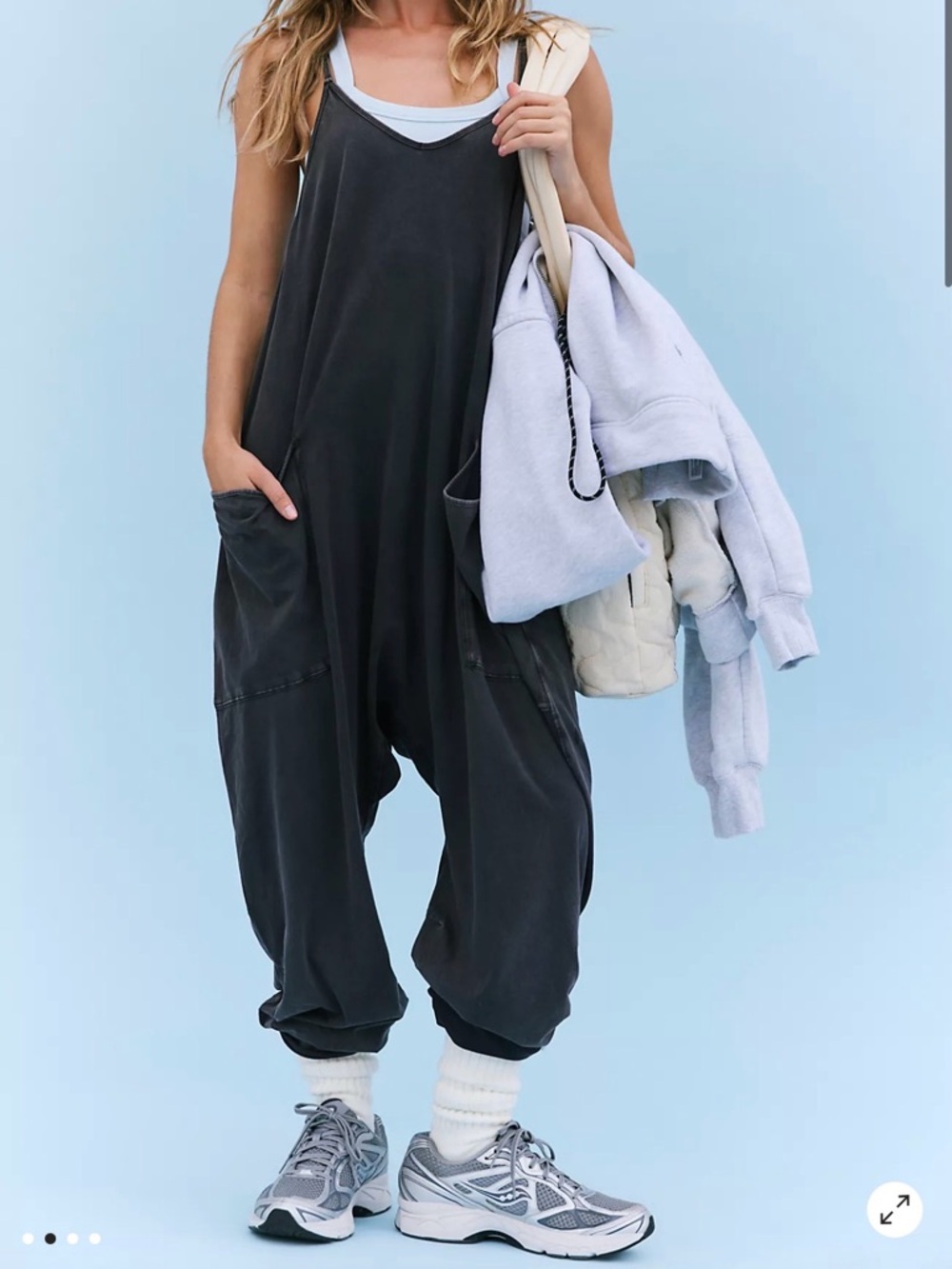 Free People Hot Shot Onesie in Washed Black (FP Movement)